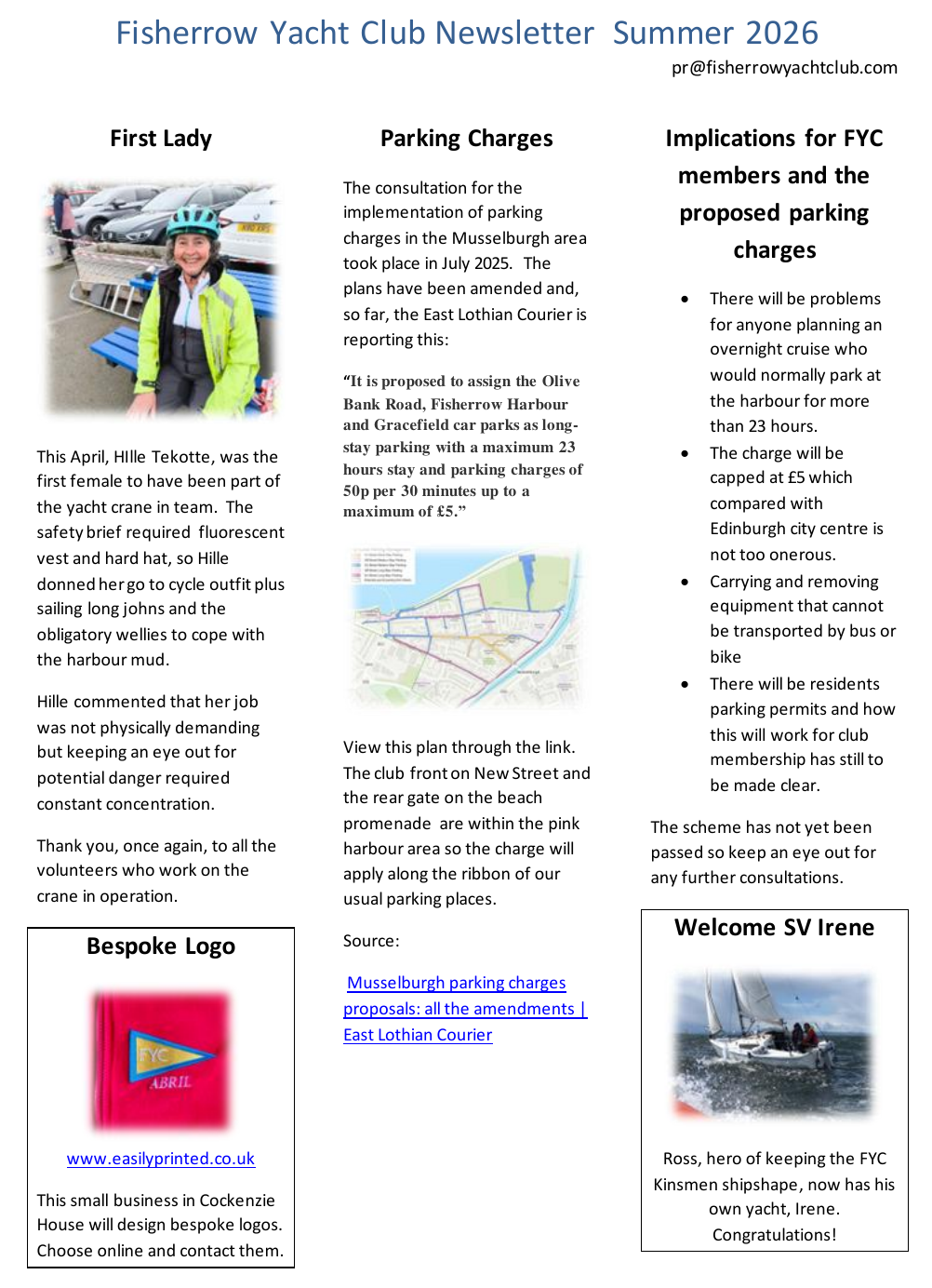 Fisherrow Yacht Club Summer 2026 Newsletter